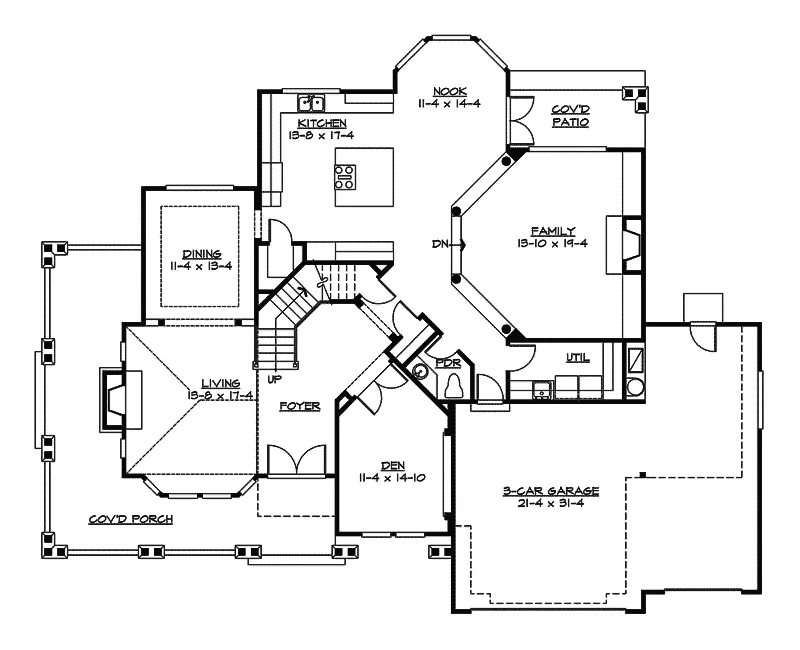 Craftsman House Plan First Floor - Robley Craftsman Home 071D-0171 - Shop House Plans and More