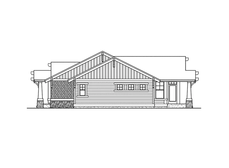 Shingle House Plan Right Elevation - Sedgemore Ranch Home 071D-0218 - Shop House Plans and More