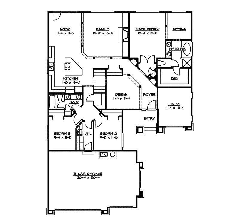 Ranch House Plan First Floor - Painesville Ranch Home 071D-0221 - Shop House Plans and More