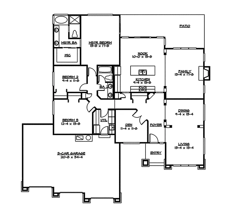 Ranch House Plan First Floor - Cameo Great Ranch Home 071D-0222 - Search House Plans and More