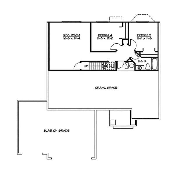 Ranch House Plan Lower Level Floor - Weyburn Craftsman Home 071D-0227 - Shop House Plans and More