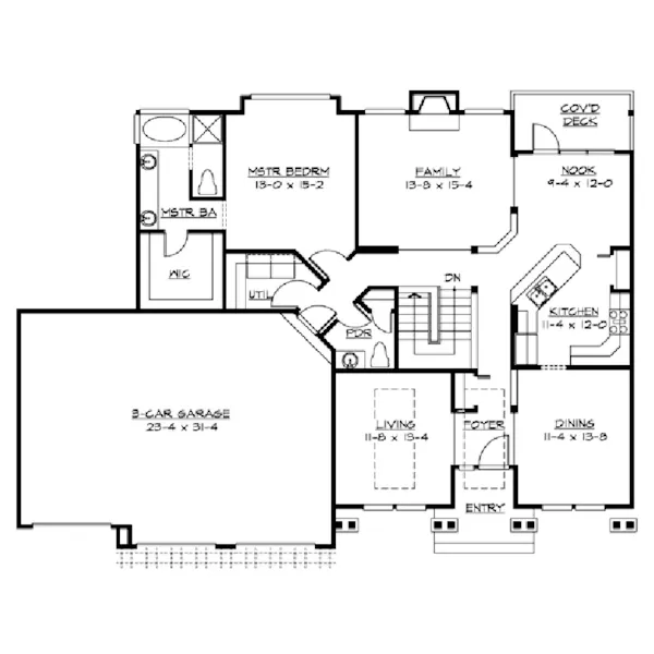 Arts & Crafts House Plan First Floor - Twingate Craftsman Home 071D-0229 - Shop House Plans and More