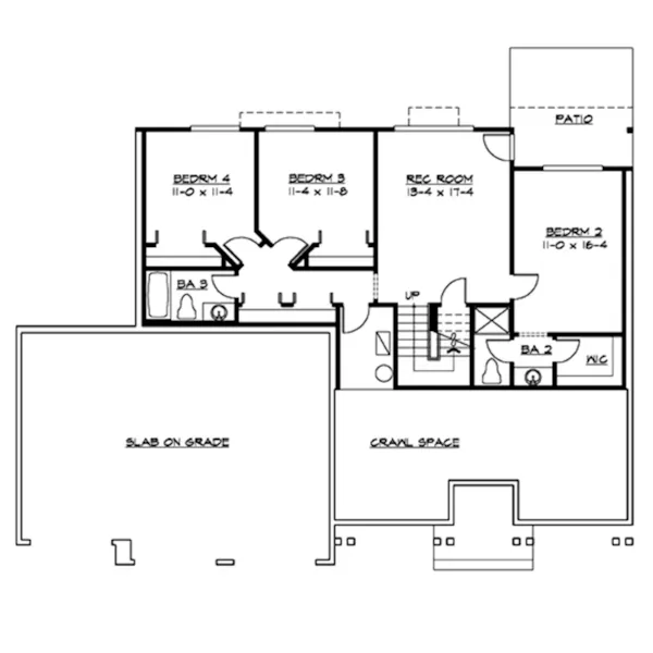 Arts & Crafts House Plan Lower Level Floor - Twingate Craftsman Home 071D-0229 - Shop House Plans and More