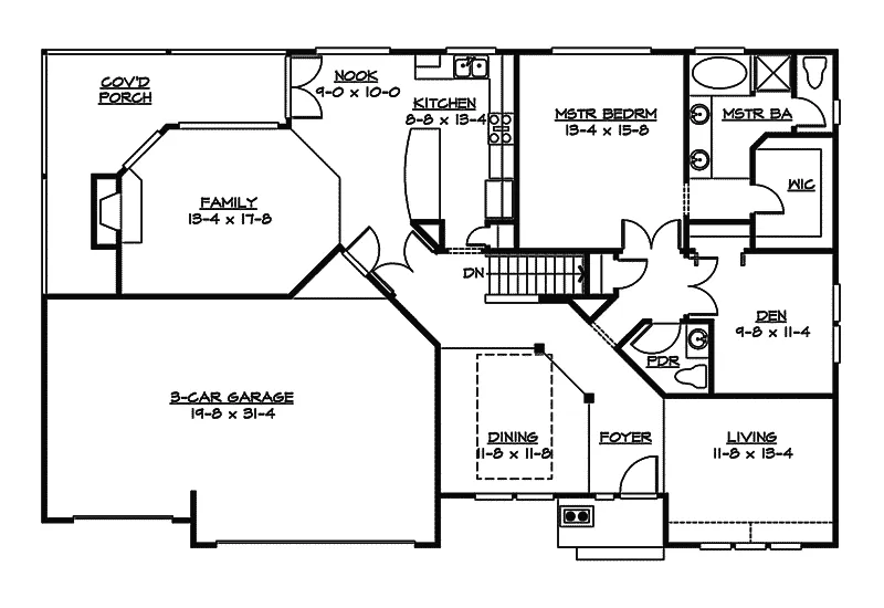 Craftsman House Plan First Floor - Fox Valley Craftsman Ranch Home 071D-0230 - Search House Plans and More