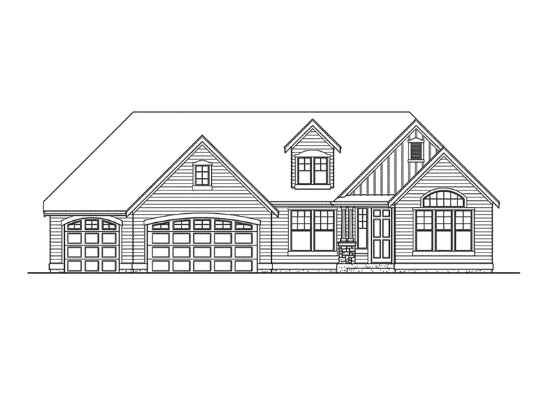 Craftsman House Plan Front Elevation - Fox Valley Craftsman Ranch Home 071D-0230 - Search House Plans and More