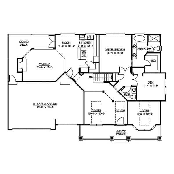 Ranch House Plan First Floor - Hollenbeak Craftsman Home 071D-0231 - Search House Plans and More