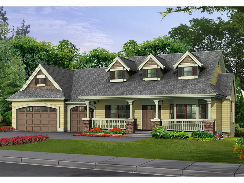 Country Craftsman Home Design With Triple Dormers