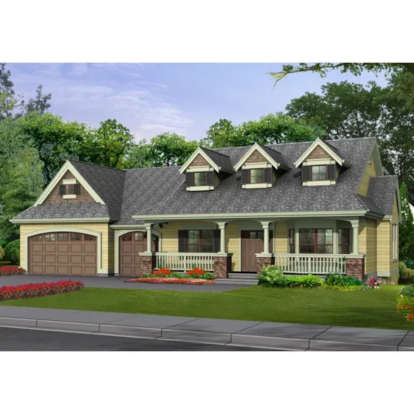 Country Craftsman Home Design With Triple Dormers