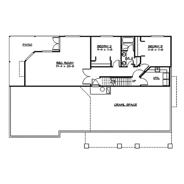 Ranch House Plan Lower Level Floor - Hollenbeak Craftsman Home 071D-0231 - Search House Plans and More