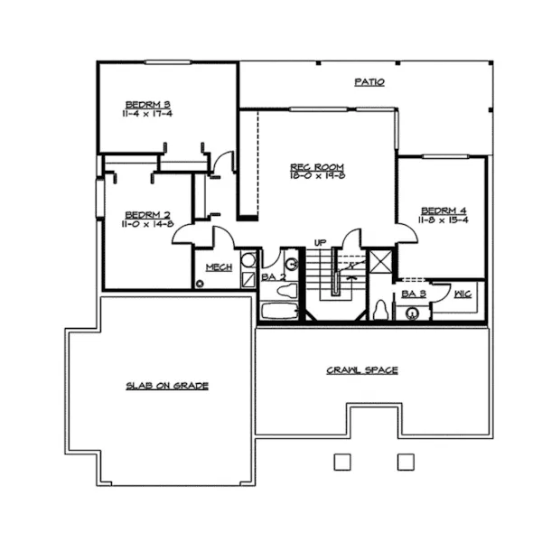 Shingle House Plan Lower Level Floor - Mabel Place Luxury Ranch Home 071D-0233 - Shop House Plans and More