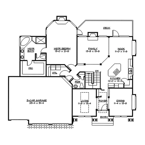 Country House Plan First Floor - Fischer Craftsman Style Home 071D-0234 - Search House Plans and More