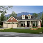 Craftsman House With Stone Accented Pillars