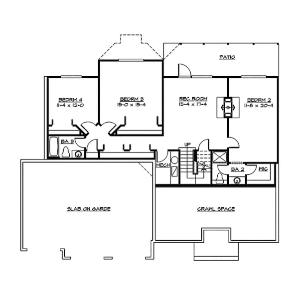 Country House Plan Lower Level Floor - Fischer Craftsman Style Home 071D-0234 - Search House Plans and More