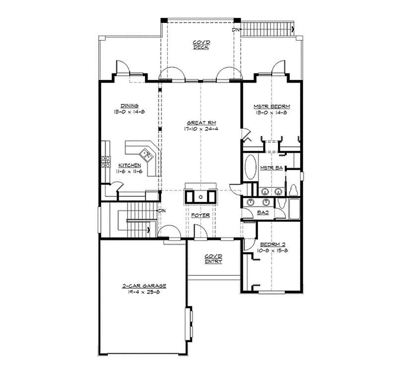 Country House Plan First Floor - Kelvington Craftsman Home 071D-0235 - Search House Plans and More