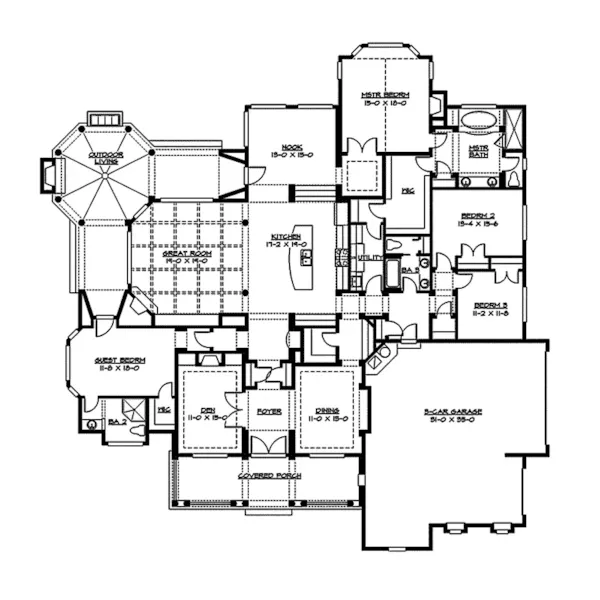 Arts & Crafts House Plan First Floor - Point Pleasant Craftsman Home 071D-0236 - Shop House Plans and More