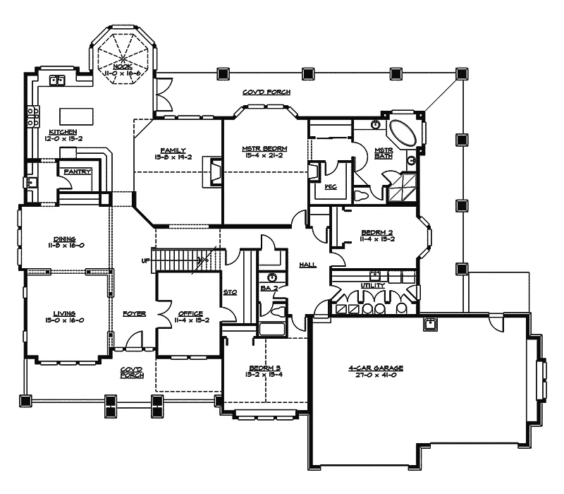 Luxury House Plan First Floor - Floral Way Craftsman Home 071D-0237 - Search House Plans and More