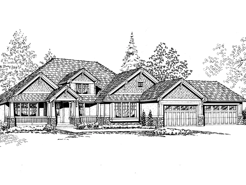 Craftsman House Plan Has Series Of Gables