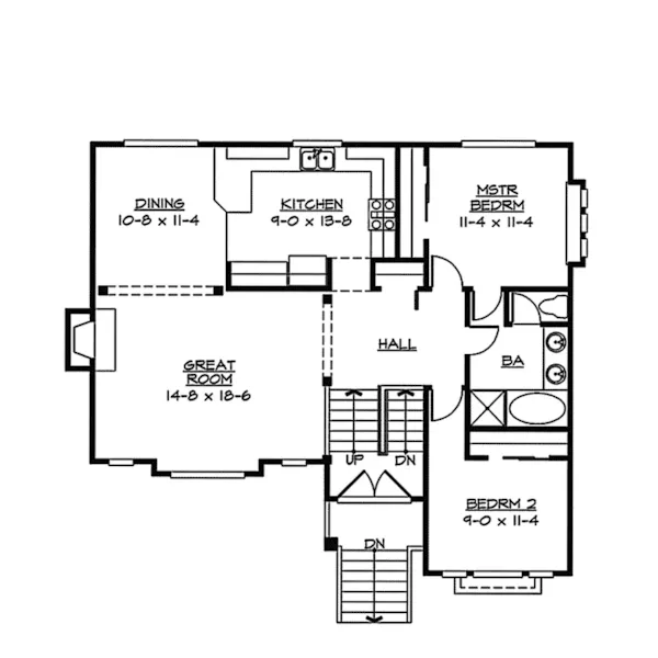 Arts & Crafts House Plan First Floor - Salem Crest Split-Level Home 071D-0240 - Shop House Plans and More