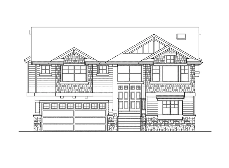 Craftsman House Plan Front Elevation - Salem Crest Split-Level Home 071D-0240 - Shop House Plans and More