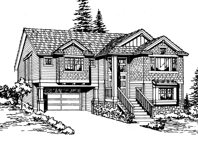 Craftsman House Plan Front Image of House - Salem Crest Split-Level Home 071D-0240 - Shop House Plans and More