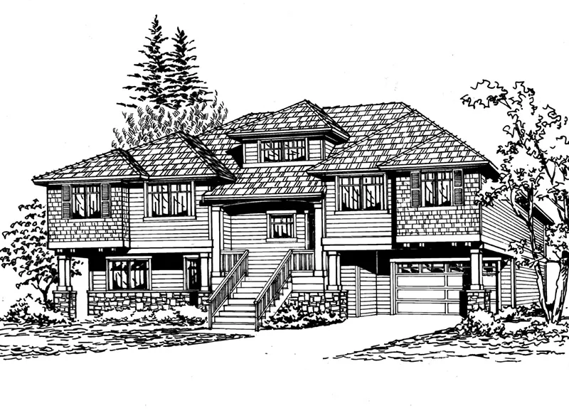 Shingle House Plan Front Image of House - Gardenville Craftsman Home 071D-0242 - Search House Plans and More