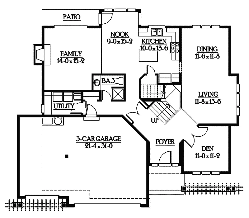 Modern House Plan First Floor - Echo Hill Bungalow Home 071D-0247 - Search House Plans and More