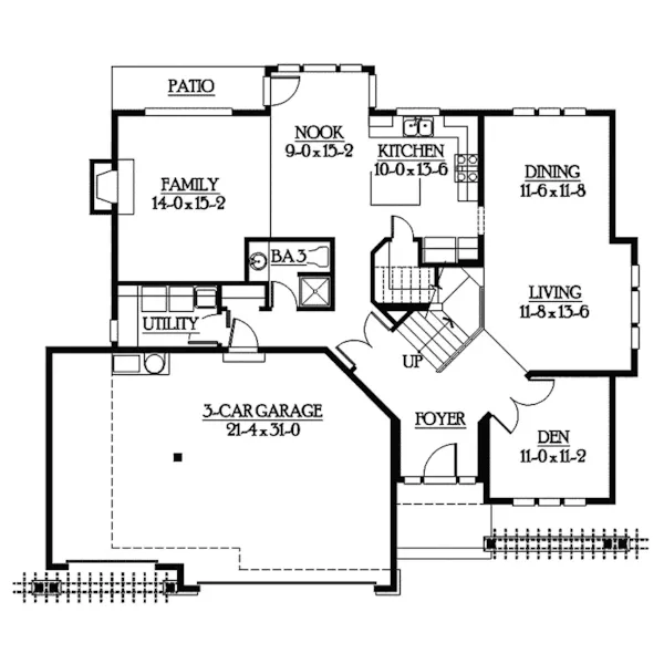 Modern House Plan First Floor - Echo Hill Bungalow Home 071D-0247 - Search House Plans and More