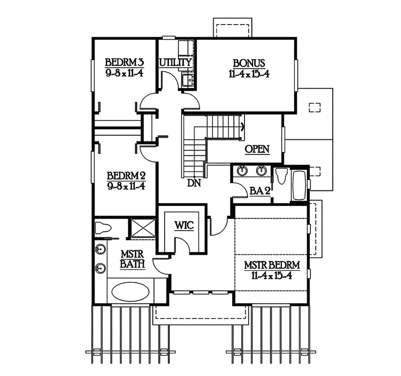 Craftsman House Plan Second Floor - Lesparre Raised Craftsman Home 071D-0248 - Shop House Plans and More