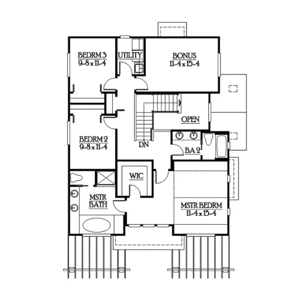 Southern House Plan Second Floor - Lesparre Raised Craftsman Home 071D-0248 - Shop House Plans and More