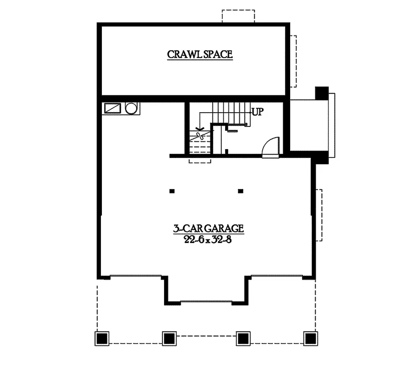 Arts & Crafts House Plan Lower Level Floor - Lesparre Raised Craftsman Home 071D-0248 - Shop House Plans and More