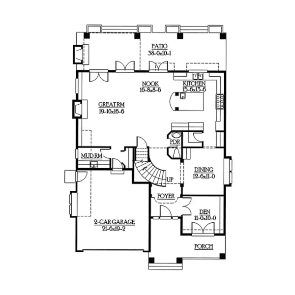 Lake House Plan First Floor - Fiddlecreek Ridge Craftsman 071D-0250 - Search House Plans and More