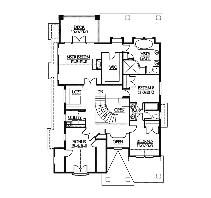 Country House Plan Second Floor - Fiddlecreek Ridge Craftsman 071D-0250 - Search House Plans and More