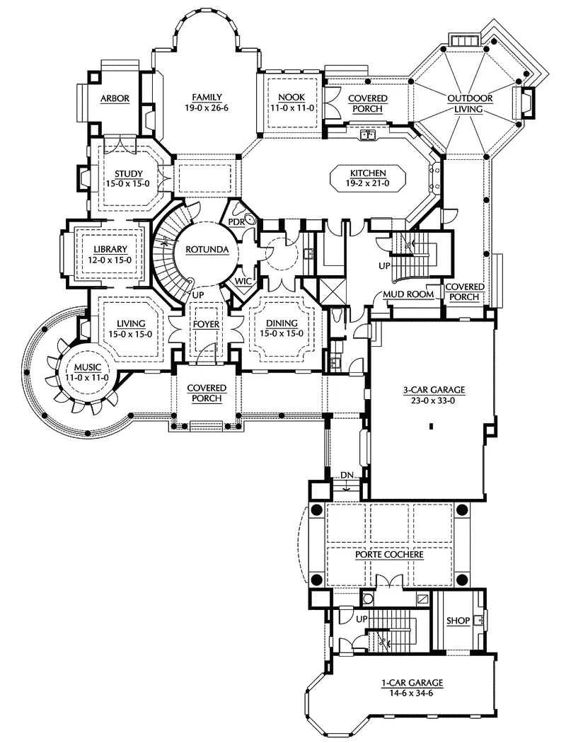 Traditional House Plan First Floor - Horton Manor Luxury Home 071S-0001 - Search House Plans and More