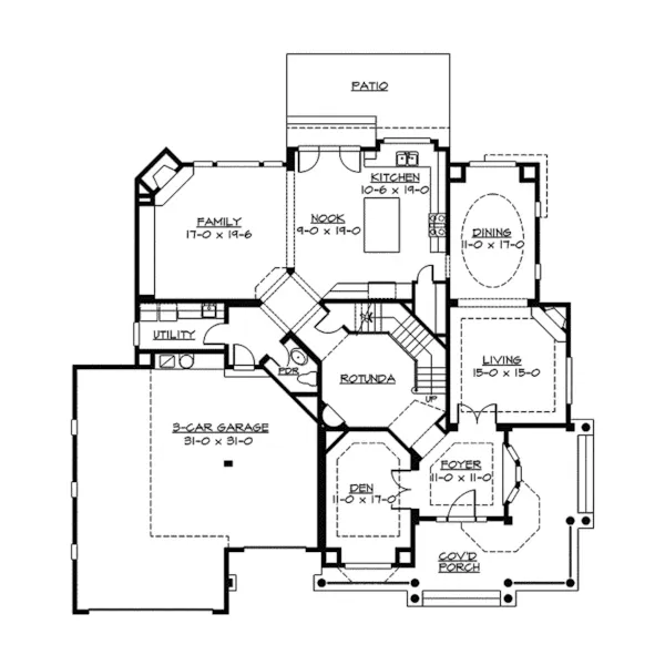 Shingle House Plan First Floor - Chambly Victorian Home 071S-0004 - Search House Plans and More