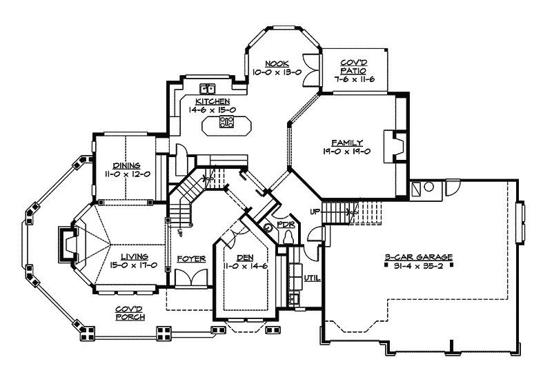 Luxury House Plan First Floor - Hidden Hollow Craftsman Home 071S-0005 - Search House Plans and More