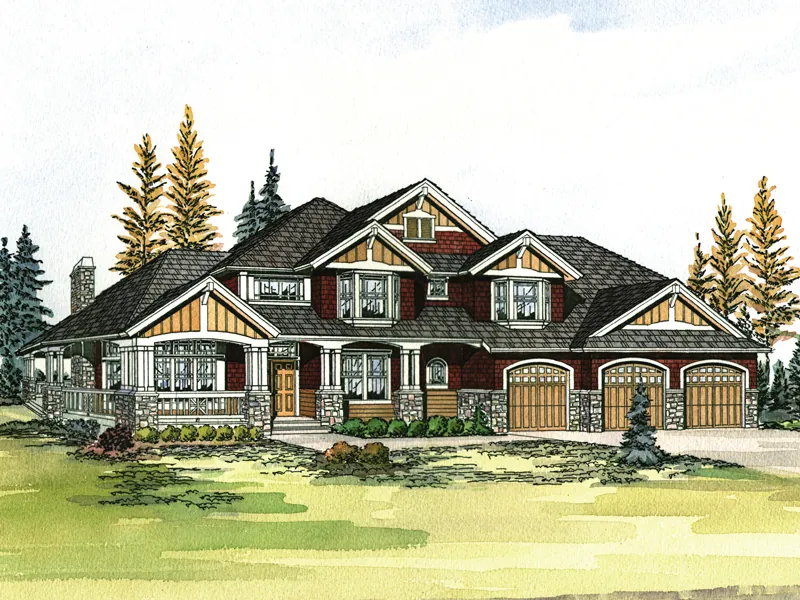 Luxury House Plan Front Image - Hidden Hollow Craftsman Home 071S-0005 - Search House Plans and More