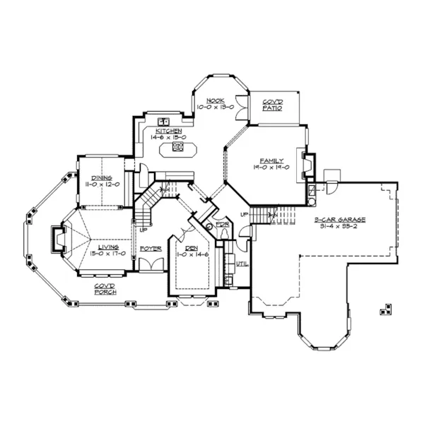 Modern House Plan First Floor - Hailey Spring Craftsman Home 071S-0006 - Search House Plans and More