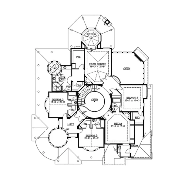 Shingle House Plan Second Floor - Geyer Victorian Home 071S-0007 - Search House Plans and More