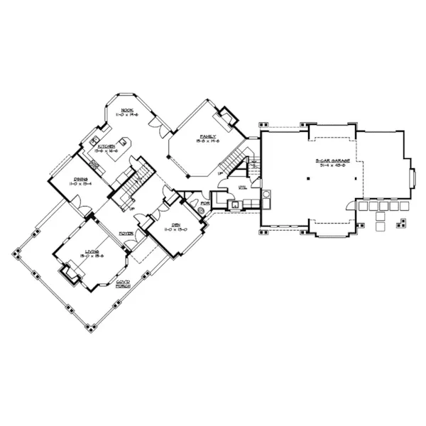 Traditional House Plan First Floor - Luther Park Craftsman Home 071S-0010 - Shop House Plans and More