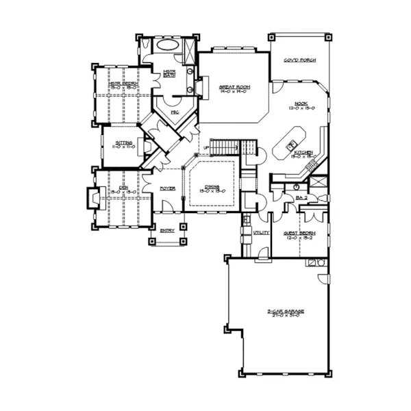 Craftsman House Plan First Floor - Mozart Point Craftsman Home 071S-0011 - Shop House Plans and More