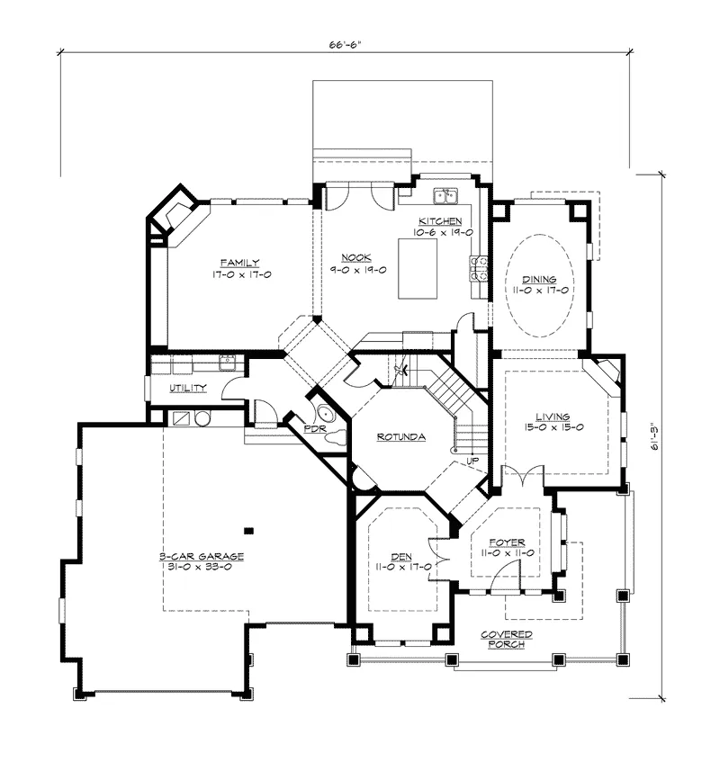 Southern House Plan First Floor - Longhorn Creek Rustic Home 071S-0012 - Shop House Plans and More