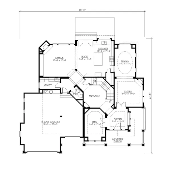 Southern House Plan First Floor - Longhorn Creek Rustic Home 071S-0012 - Shop House Plans and More