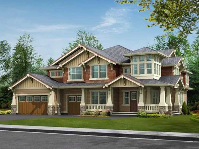 Arts & Crafts House Plan Front Image - Longhorn Creek Rustic Home 071S-0012 - Shop House Plans and More