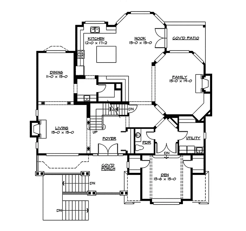 Country House Plan First Floor - Freestone Multi-Level Home 071S-0013 - Search House Plans and More