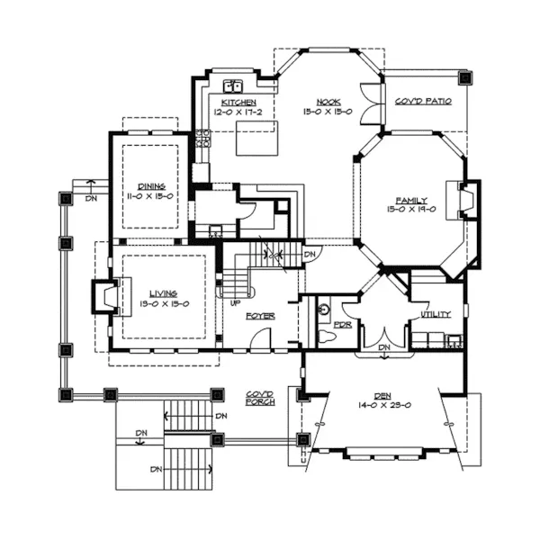 Traditional House Plan First Floor - Tara Pier Craftsman Home 071S-0014 - Shop House Plans and More