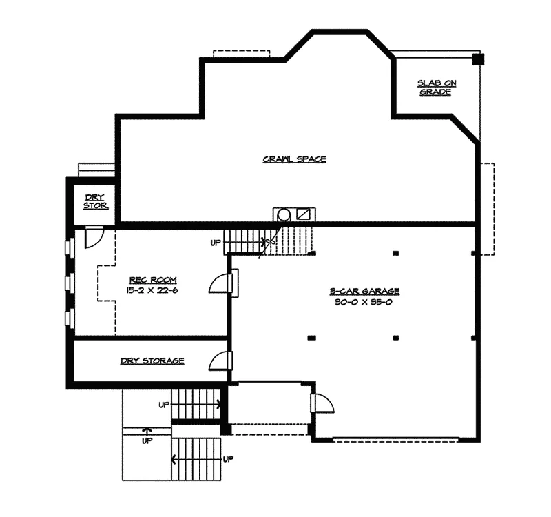 Arts & Crafts House Plan Lower Level Floor - Tara Pier Craftsman Home 071S-0014 - Shop House Plans and More
