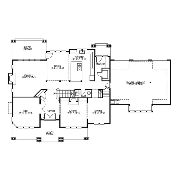 Country House Plan First Floor - Richert Place Craftsman Home 071S-0016 - Shop House Plans and More