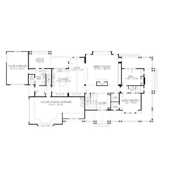 Southern House Plan First Floor - Ackerman Place Craftsman Home 071S-0019 - Search House Plans and More