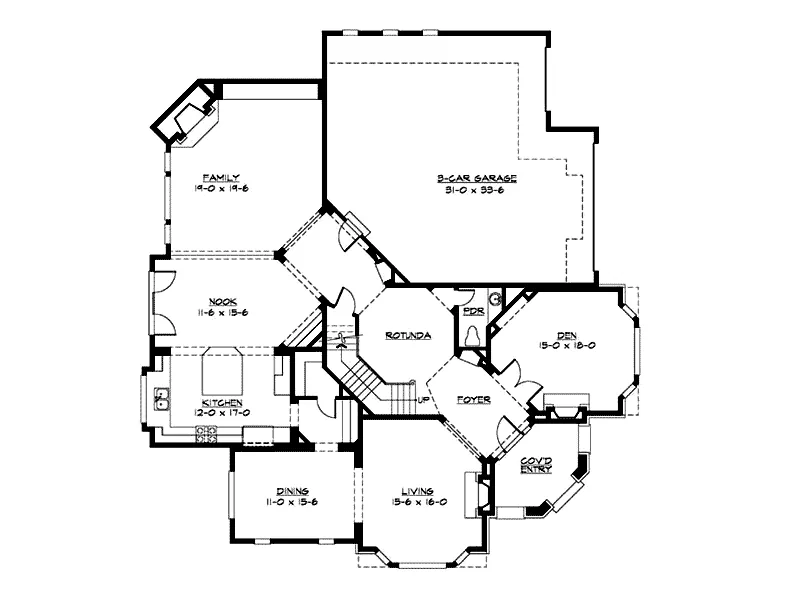 Traditional House Plan First Floor - Anaconda Arts & Crafts Home 071S-0022 - Search House Plans and More