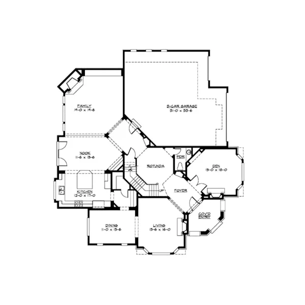 European House Plan First Floor - Anaconda Arts & Crafts Home 071S-0022 - Search House Plans and More